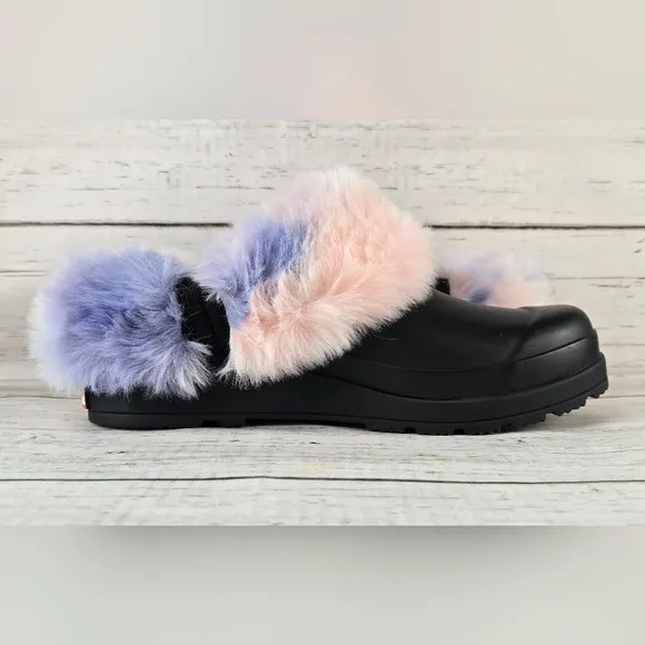 Hunter Faux Fur Tie Dye Slip-On Clogs