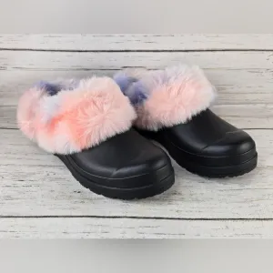 Hunter Faux Fur Tie Dye Slip-On Clogs