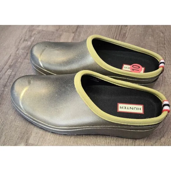 Hunter Original Play Clog Womens Gold Waterproof Slip‎ On Mules Size US 10