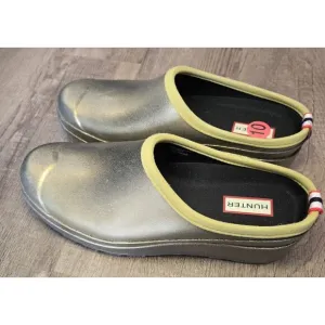 Hunter Original Play Clog Womens Gold Waterproof Slip‎ On Mules Size US 10