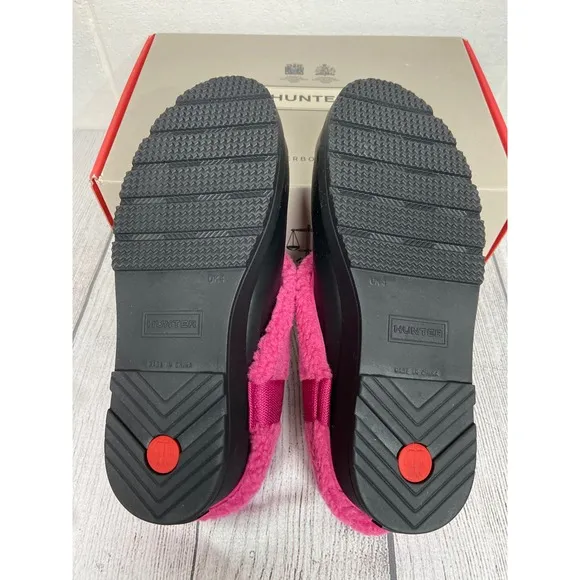 Hunter Play Sherpa Insulated Clogs - Black Pink - Comfortable Mules US 6
