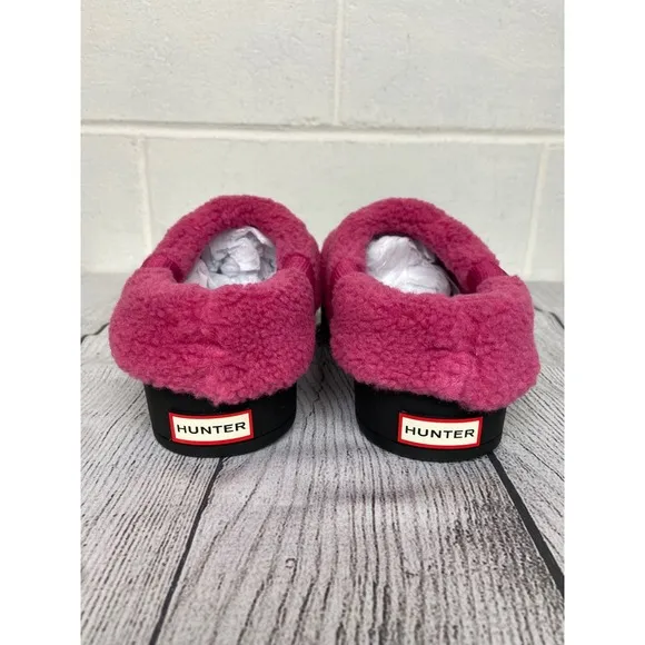 Hunter Play Sherpa Insulated Clogs - Black Pink - Comfortable Mules US 6
