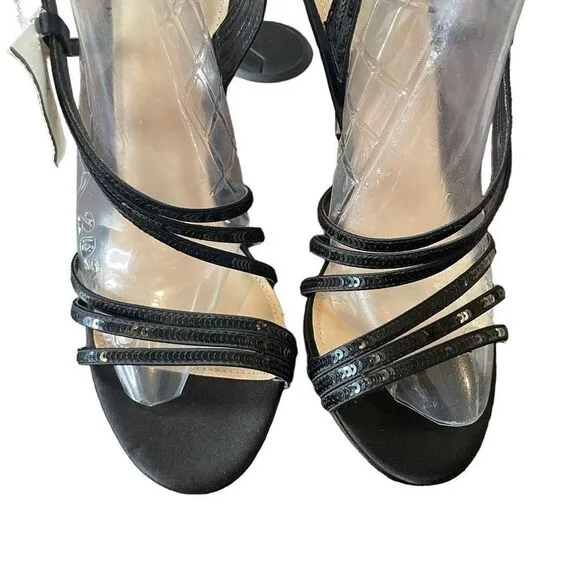 I. Miller Black Sequin Romana Slingback Heels Size 11M New