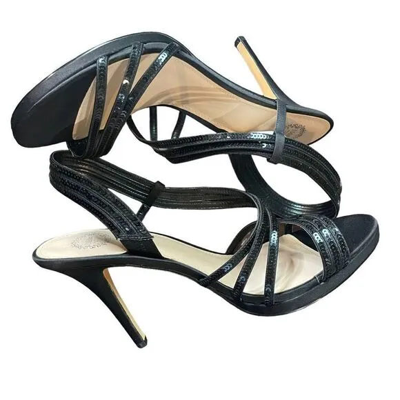 I. Miller Black Sequin Romana Slingback Heels Size 11M New