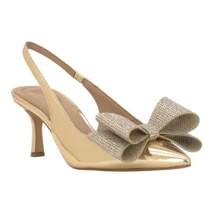 INC Women's Giverny Bow Slingback Kitten Heel Pumps Gold Size 9