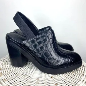 Intentionally Blank Womens Size 6 Moonbeam Embossed Leather Pointed Heel Mules