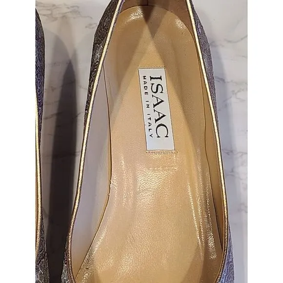 Isaac Baroque Pink Metallic Kitten Heels Women 7.5 M Pointy Toe Jeweled Coquette