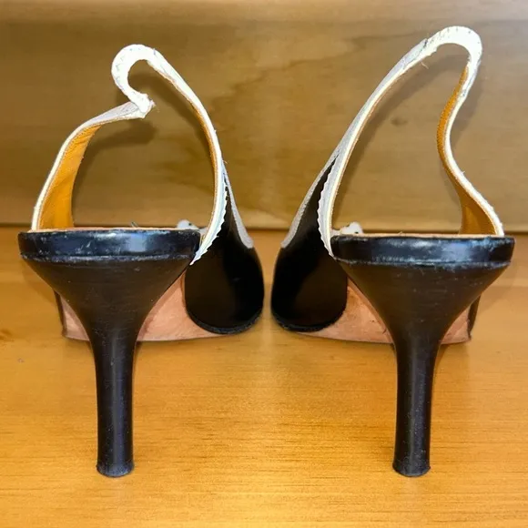 Isaac Mizrahi Black and White Women's Sling back Opentoe Shoes Sz 9.5