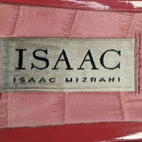 Isaac Mizrahi Pink Novice Croco Kitten Heels Mules Slides Sandals