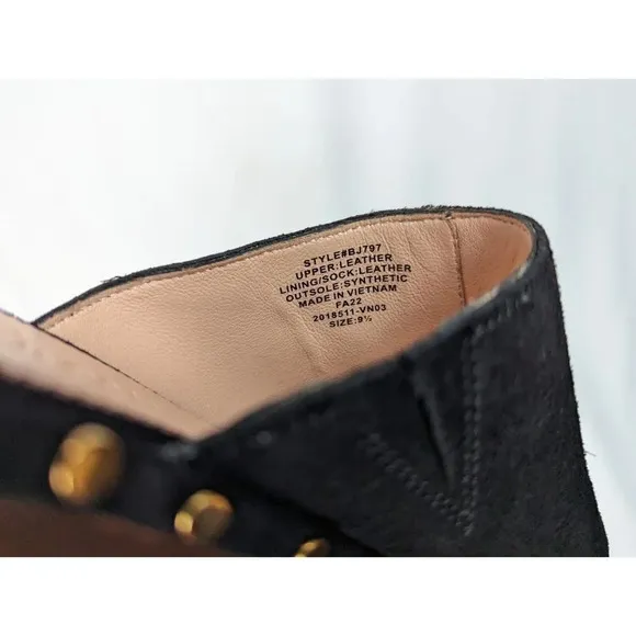 J Crew 9.5 Dakota Clog Black Suede Leather Studded Detailing Wood Block Heel