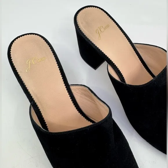 J. Crew black suede heeled mules size 10.5