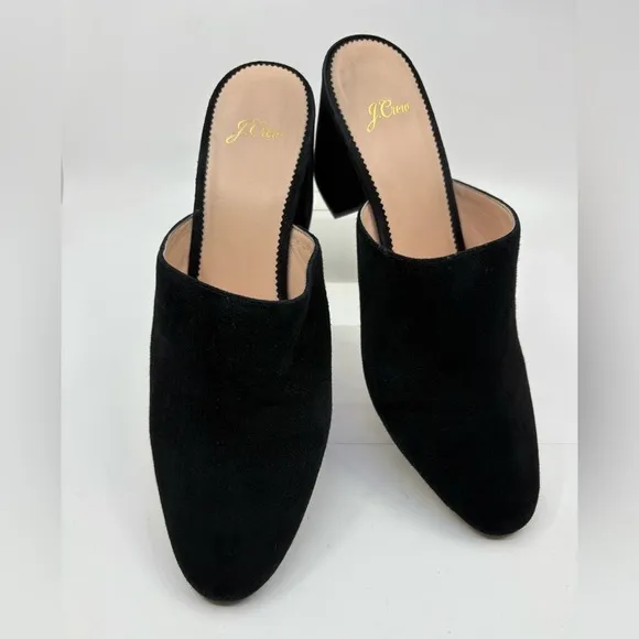 J. Crew black suede heeled mules size 10.5