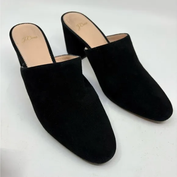 J. Crew black suede heeled mules size 10.5