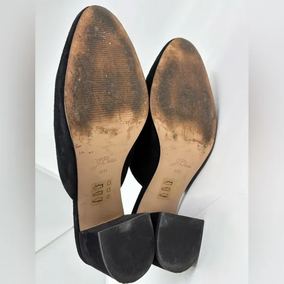 J. Crew black suede heeled mules size 10.5