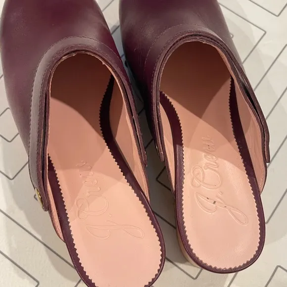 J. Crew Burgundy Leather Studded Mules