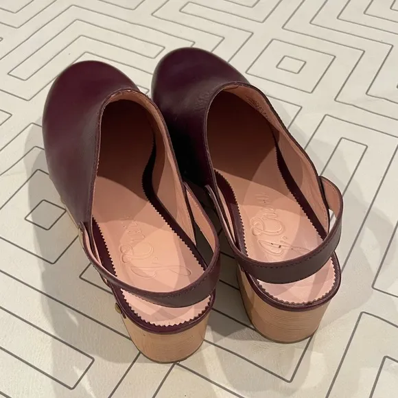 J. Crew Burgundy Leather Studded Mules