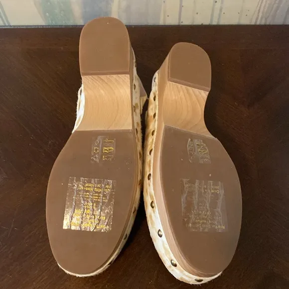 J Crew Calf Hair Convertible -Strap Leather Clogs Womens size 10.5