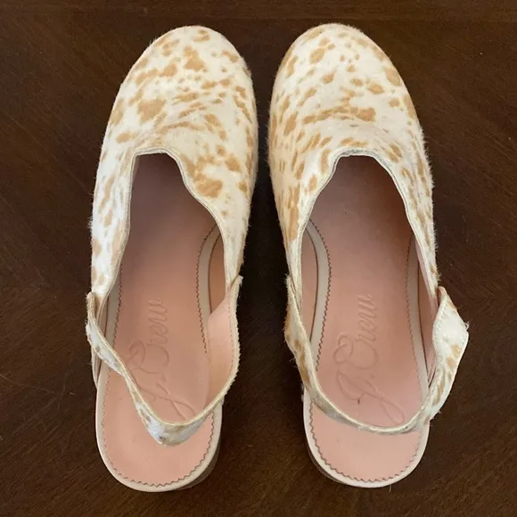 J Crew Calf Hair Convertible -Strap Leather Clogs Womens size 10.5