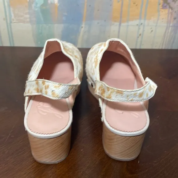 J Crew Calf Hair Convertible -Strap Leather Clogs Womens size 10.5