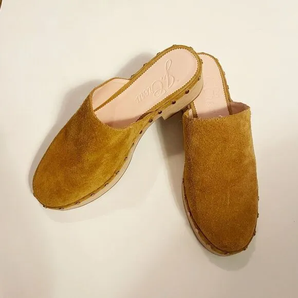 J. Crew Dakota Clogs Brown Suede Wood Heel Slip On Size 10.5 style BJ797