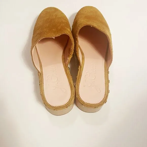 J. Crew Dakota Clogs Brown Suede Wood Heel Slip On Size 10.5 style BJ797