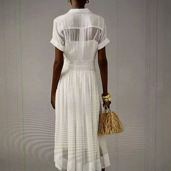 J. Crew Elena shirtdress in chiffon white NWT size 2