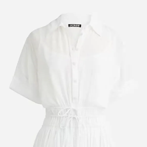 J. Crew Elena shirtdress in chiffon white NWT size 2