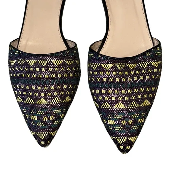 J. Crew Harper Metallic Woven Pointed Toe Flat Mules - 9.5
