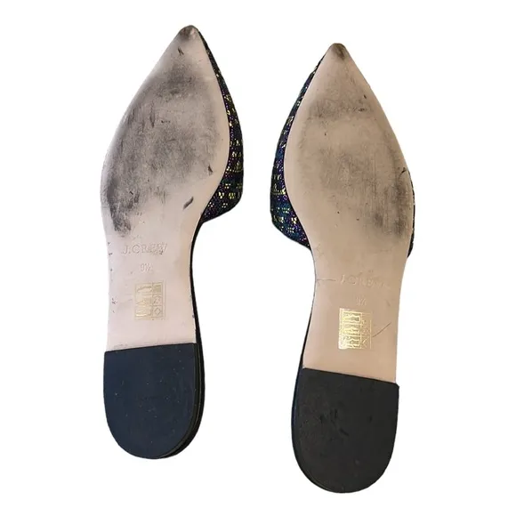 J. Crew Harper Metallic Woven Pointed Toe Flat Mules - 9.5