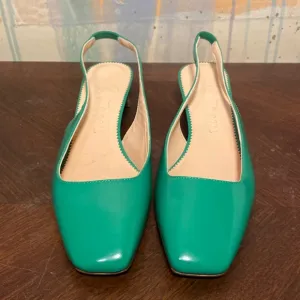 J Crew Layla Slingback Heels in Leather Brilliant Kelly Green Size 6