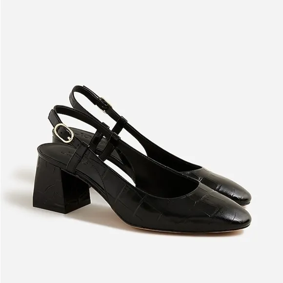 J Crew Layne slingback heels in croc-embossed leather BX883