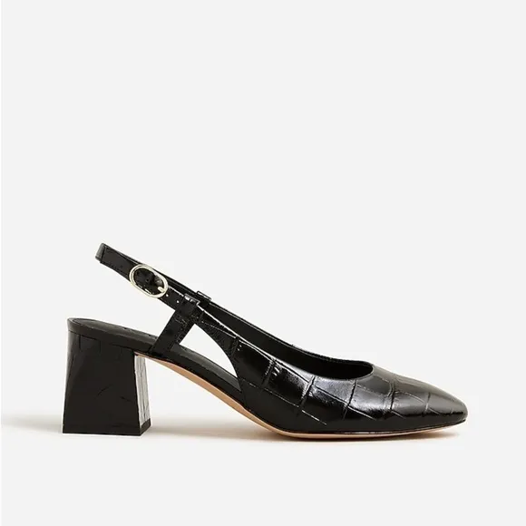 J Crew Layne slingback heels in croc-embossed leather BX883