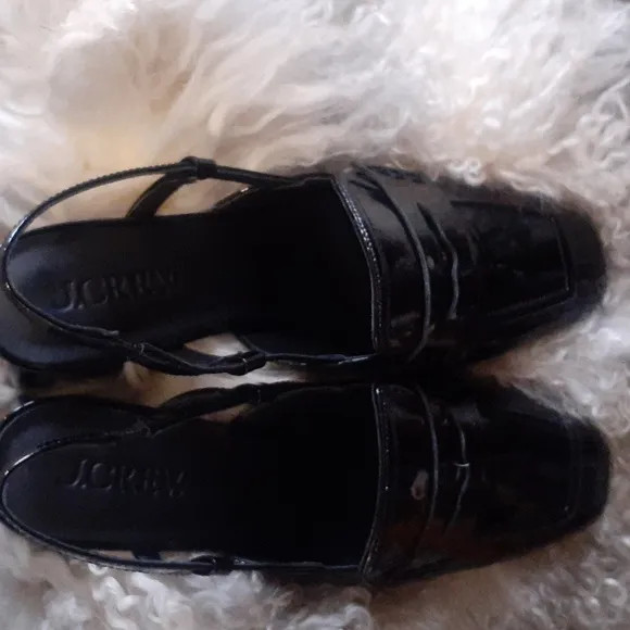 J crew Layne slingback loaf6heels in crinkle leather