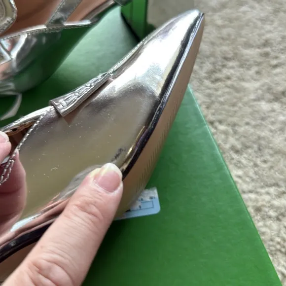 J. Crew Layne Slingback Loafer Heels in Metallic Leather