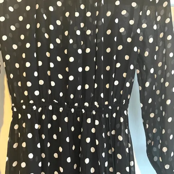 J. Crew | Long-sleeve chiffon midi dress in dot print | XS | NWT