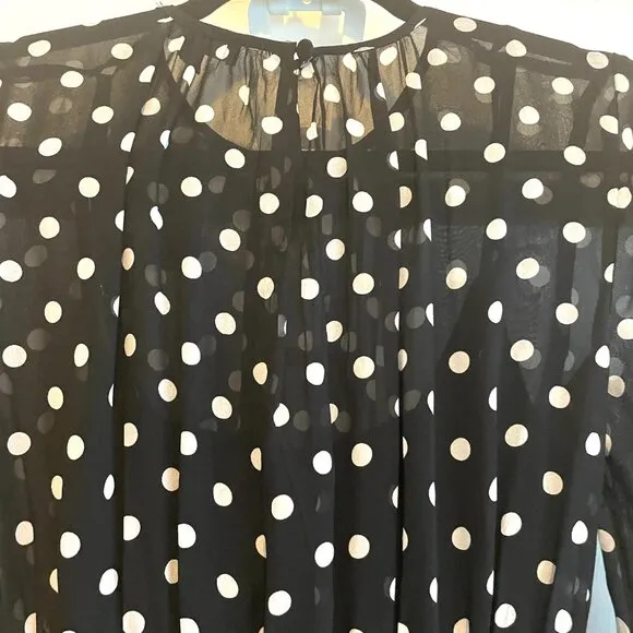 J. Crew | Long-sleeve chiffon midi dress in dot print | XS | NWT