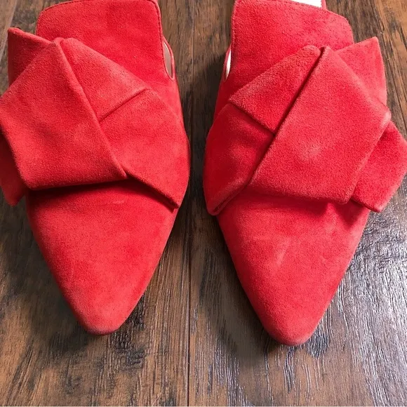 J Crew • Marina pointed toe slide mule Cerise red suede leather slip on