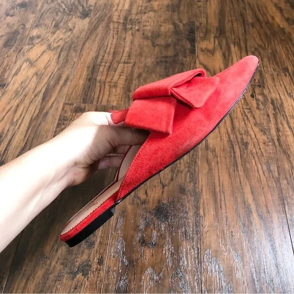 J Crew • Marina pointed toe slide mule Cerise red suede leather slip on