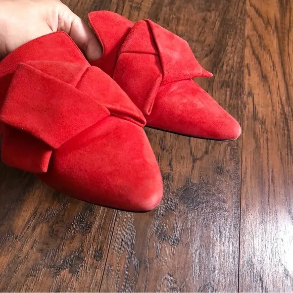 J Crew • Marina pointed toe slide mule Cerise red suede leather slip on