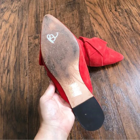 J Crew • Marina pointed toe slide mule Cerise red suede leather slip on