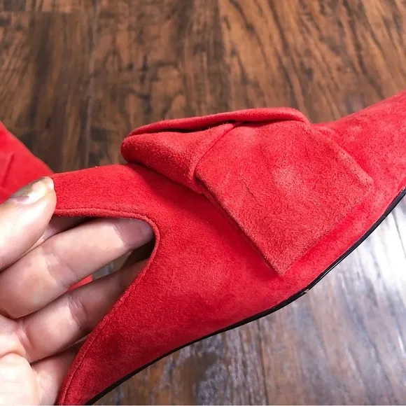 J Crew • Marina pointed toe slide mule Cerise red suede leather slip on