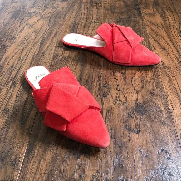 J Crew • Marina pointed toe slide mule Cerise red suede leather slip on