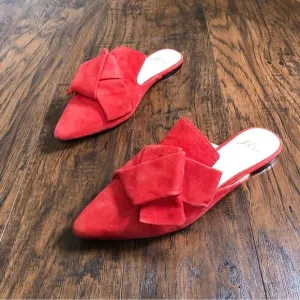 J Crew • Marina pointed toe slide mule Cerise red suede leather slip on