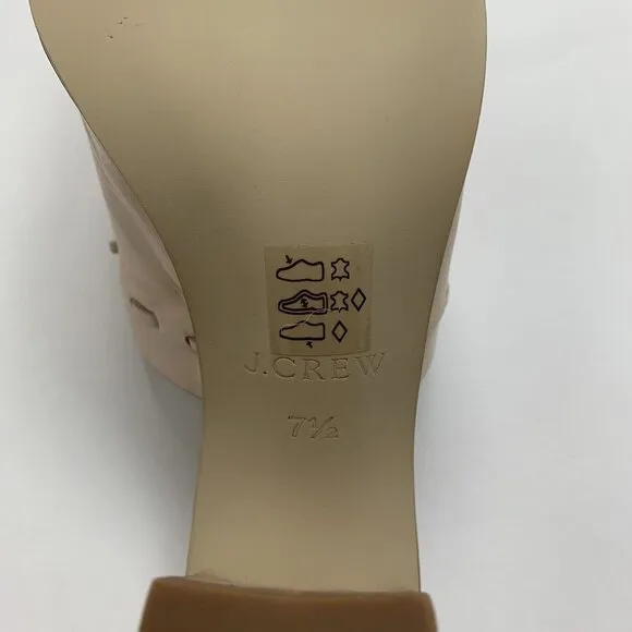 J. CREW MARLOW HUARACHE MULES Leather Light Blush 3.5&quot; Heel Sz 7.5 New with box