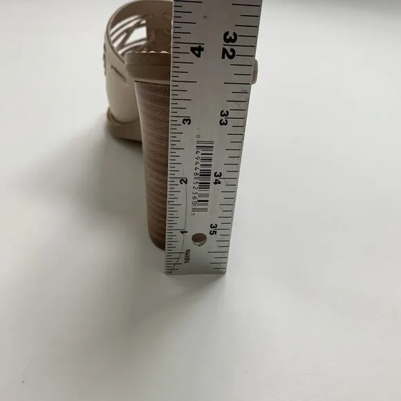 J. CREW MARLOW HUARACHE MULES Leather Light Blush 3.5&quot; Heel Sz 7.5 New with box