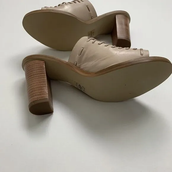 J. CREW MARLOW HUARACHE MULES Leather Light Blush 3.5&quot; Heel Sz 7.5 New with box