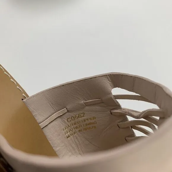 J. CREW MARLOW HUARACHE MULES Leather Light Blush 3.5&quot; Heel Sz 7.5 New with box