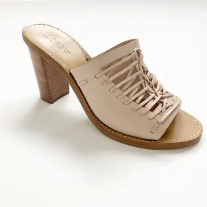 J. CREW MARLOW HUARACHE MULES Leather Light Blush 3.5&quot; Heel Sz 7.5 New with box