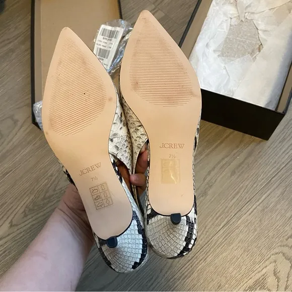 🌷J. Crew - Robin kitten heels - snake embossed Italian leather 7.5 CCO40 - NIB