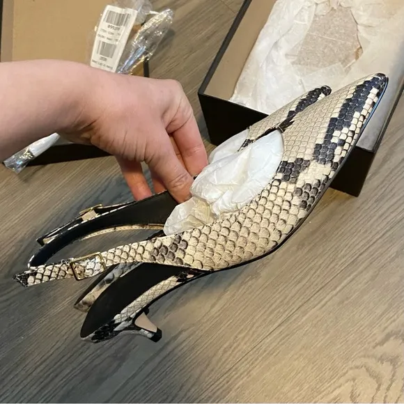 🌷J. Crew - Robin kitten heels - snake embossed Italian leather 7.5 CCO40 - NIB